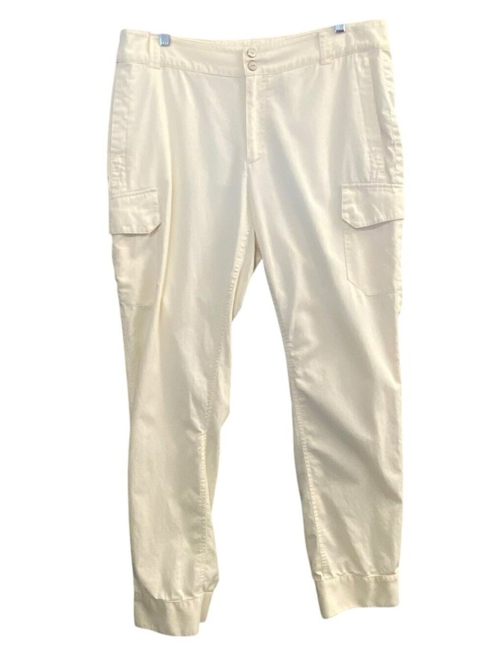 LAUREN RALPH LAUREN Women‎ Ankle Snap Cuff Cargo Pants Sz 14 Cream Casual 21-10